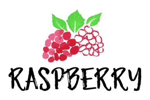 Raspberry fruit label and sticker Illustrazione stock