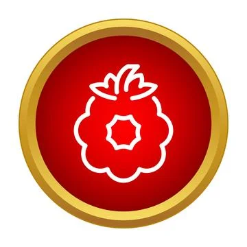 Raspberry fruit outline line art icon symbol Stock Illustration
