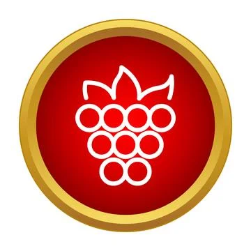 Raspberry fruit outline line icon on red button Stock Illustration