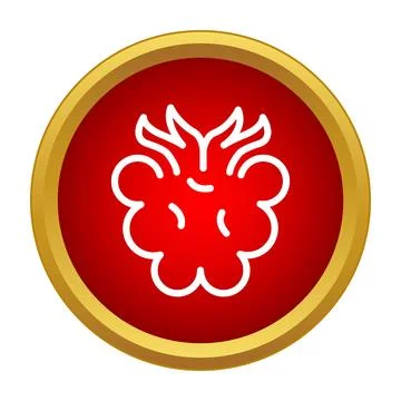 Raspberry fruit outline symbol on golden badge Stock Illustration