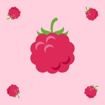 Raspberry fruit seamless for pattern fabric, simple raspberry fruit cute re.. Illustrazione stock