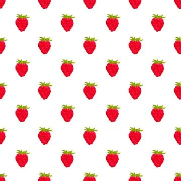 Raspberry fruit seamless pattern on white background Stock Illustration