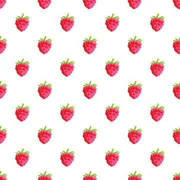 Raspberry fruit seamless pattern on white background Stockillustratie