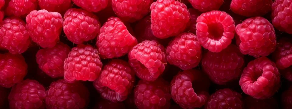 Raspberry fruit seamless texture background. Stock Photos