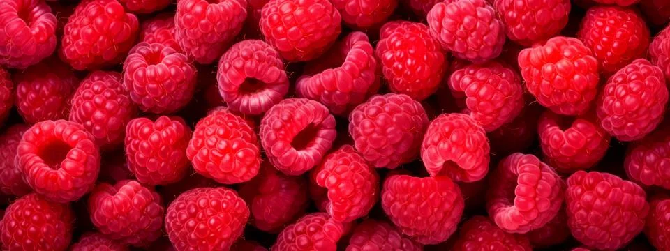 Raspberry fruit seamless texture background. Stock Photos