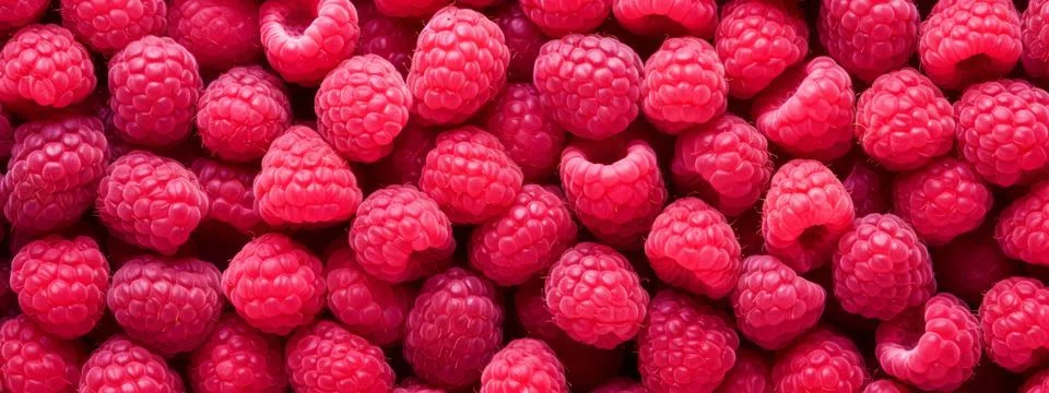 Raspberry fruit seamless texture background. Stock Photos