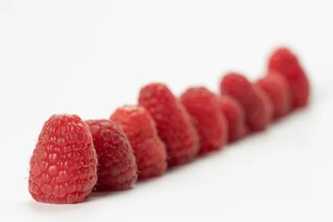 Raspberry fruits on a white background Stock Photos