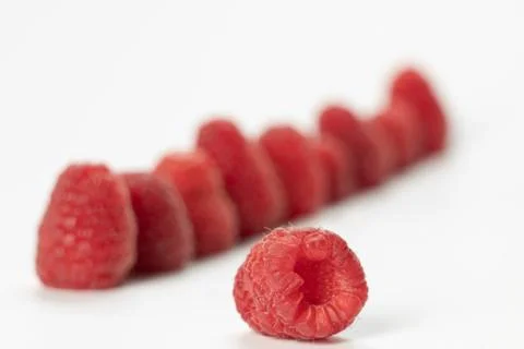 Raspberry fruits on a white background Foto stock