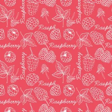 Raspberry graphic color seamless pattern illustration. Stock Illustration