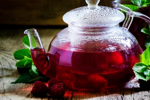Raspberry herbal tea, selective focus Stock Photos