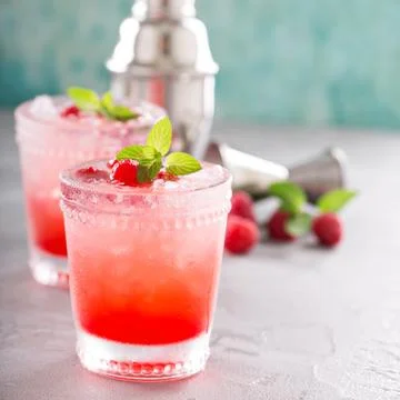 Raspberry ice cocktail Stock Photos