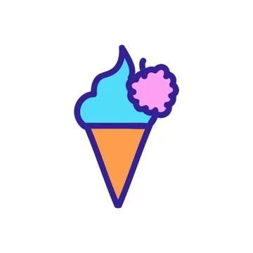 Raspberry ice cream icon vector. Isolated contour symbol illustration Illustrazione stock