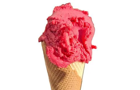 Raspberry ice cream isolated on white Stockfoto's