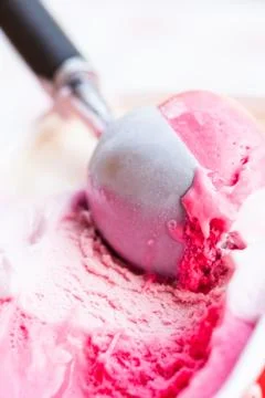 Raspberry ice cream Stock Photos