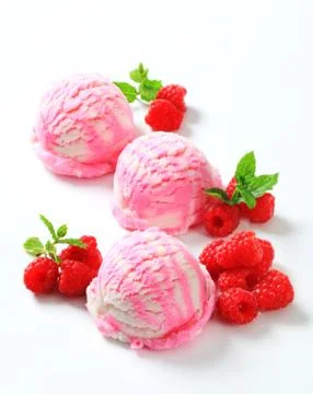 Raspberry ice cream Stock Photos