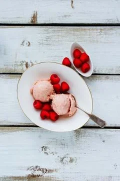 Raspberry ice-cream Stock Photos