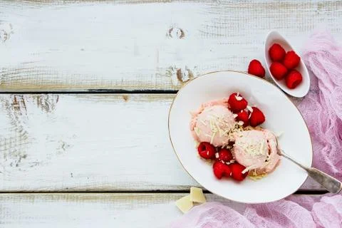 Raspberry ice-cream Stock Photos