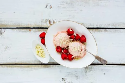 Raspberry ice-cream Stock Photos