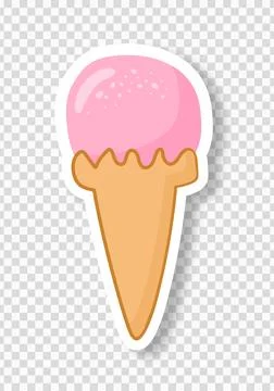 A raspberry ice cream sticker or icon on a transparent background. Stock Illustration