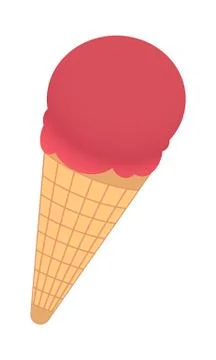 Raspberry ice cream in a waffle cup. vector illustration Stock Illustration