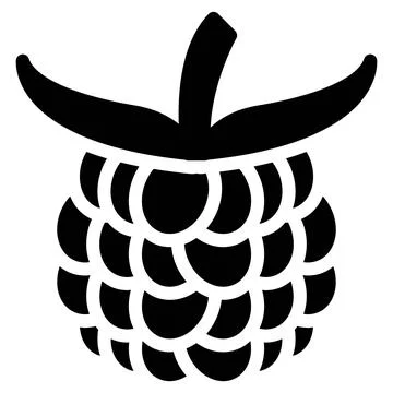 Raspberry icon in Black Fill. Glyph Style. Isolated on White Background Stock Illustration