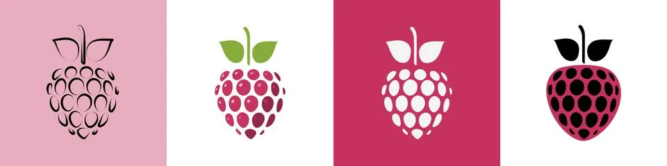 Raspberry icon in flat style isolated vector illustration on white and pink Stock Illustration