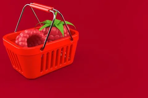 Raspberry inside shopping basket Stock Illustration