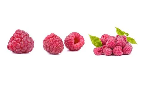 Raspberry isolate, set Stock Photos