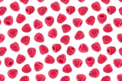 Raspberry isolated on white background. Seamless pattern 스톡 사진