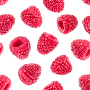 Raspberry isolated on white background. Seamless pattern 스톡 사진