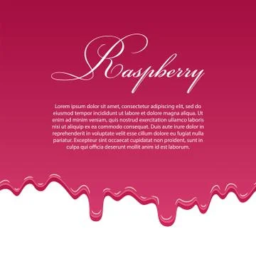 Raspberry jam 3D seamless pattern template, lorem ipsum text. Flowing melting Stock Illustration