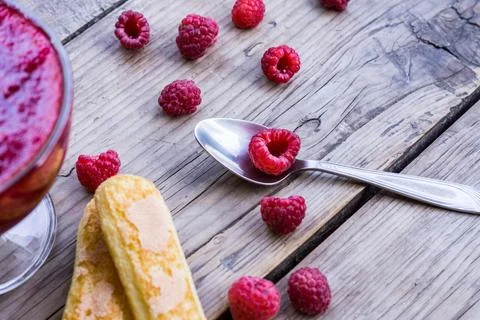 Raspberry jam and fresh raspberry Stock Photos