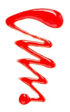 Raspberry jam drizzle isolated on white background. Top view. Stock Photos