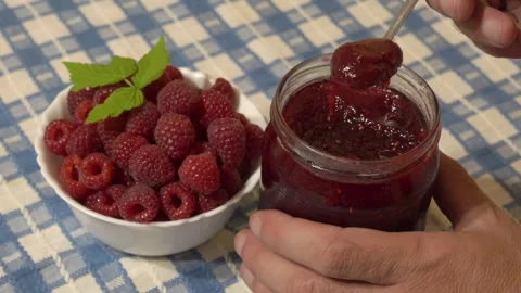 Raspberry jam Stock Footage 265882990