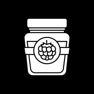 Raspberry jam in jar dark mode glyph icon Stock Illustration