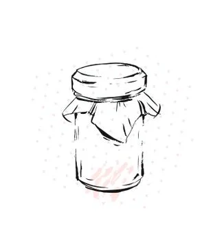 Raspberry jam jar glass isolated on white background. Mock up of vector jam jar Stock Illustration