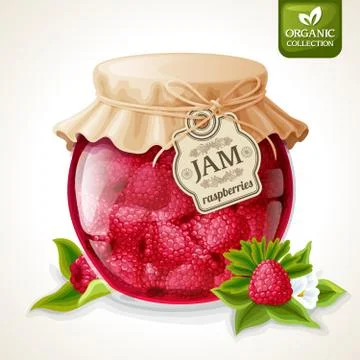 Raspberry jam jar Stock Illustration