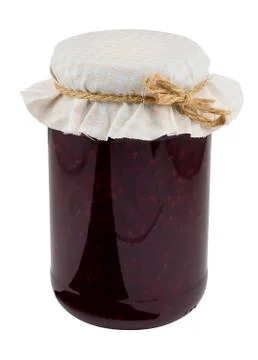 Raspberry jam jar isolated Stock Photos