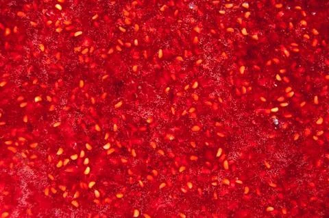 Raspberry jam texture. Sweet texture. Crushed berries with sugar Stock Photos