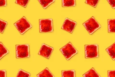 Raspberry jam toast pattern Stock Photos