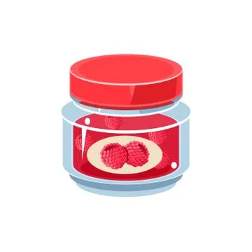 Raspberry Jam In Transparent Jar Stock Illustration