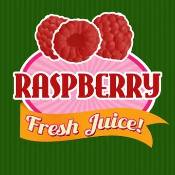 Raspberry juice sticker or label Stock Illustration