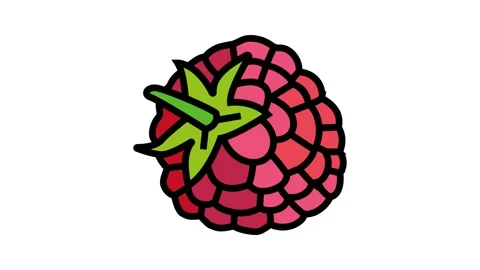 Raspberry leaf berry color icon animation Stock Footage 225065536