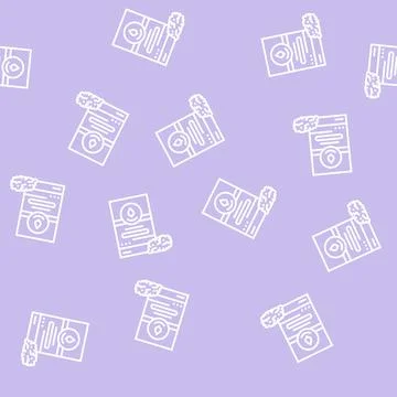 Raspberry leaf tea line seamless pattern Stock Illustration