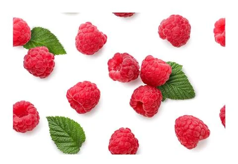 Raspberry with leaves close-up, background. Pattern 스톡 사진