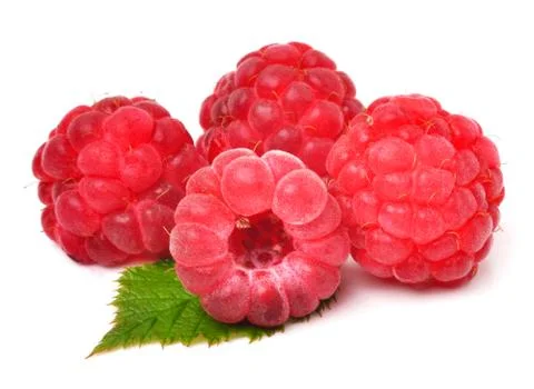 Raspberry with leaves Stock Photos