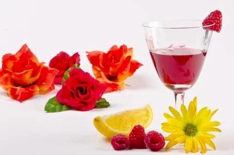 Raspberry lemon drink Stock Photos
