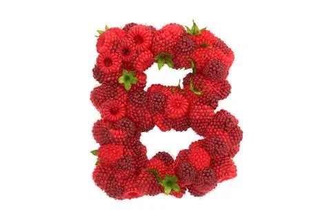 Raspberry letter B on white background Stock Illustration