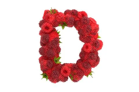 Raspberry letter D on white background Stock Illustration