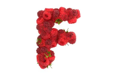 Raspberry letter F on white background Stock Illustration